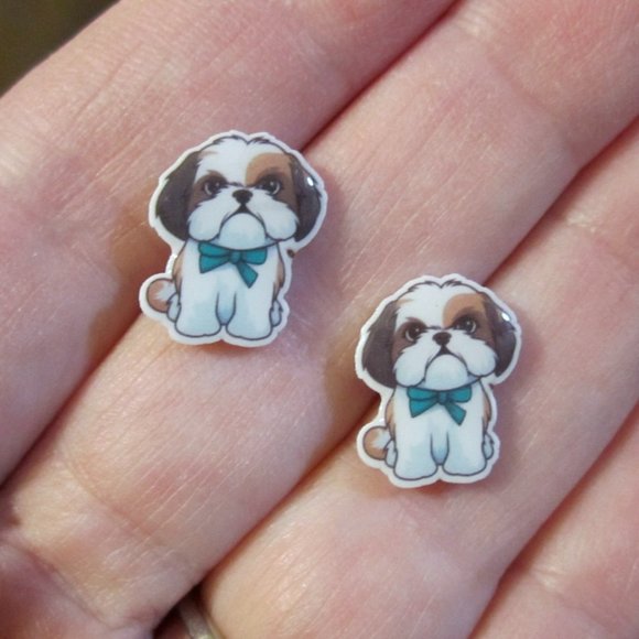 Shih Tzu Earrings Dog #2~Hypoallergenic - Picture 1 of 4